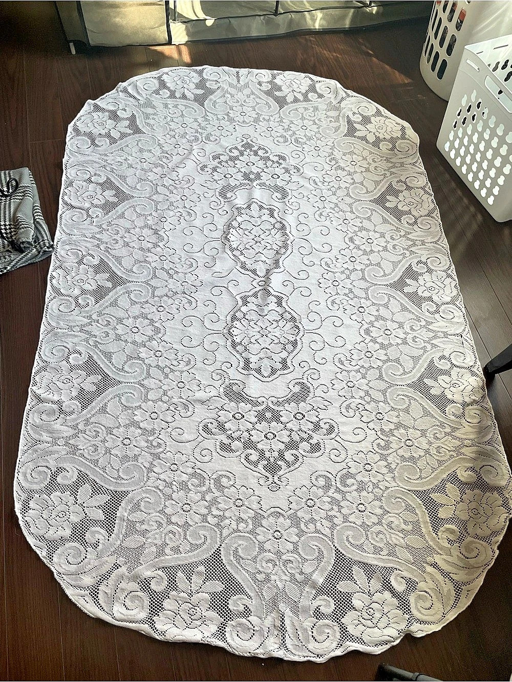 White Floral Lace Mattress Cover